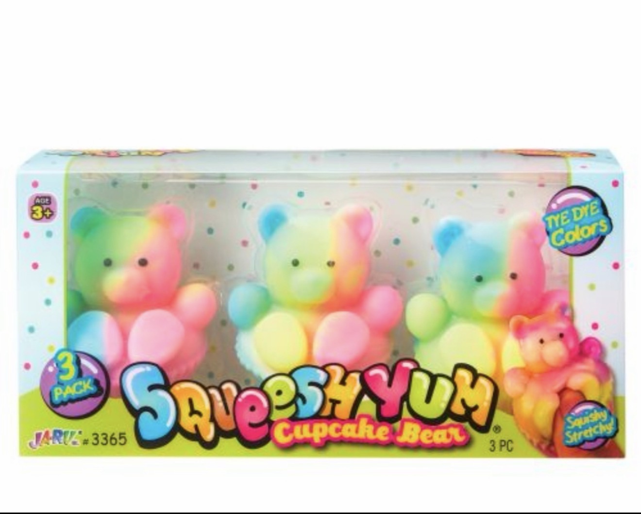 SQUEESH YUM CUPCAKE BEAR 3PK