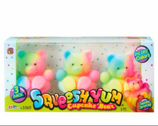 SQUEESH YUM CUPCAKE BEAR 3PK